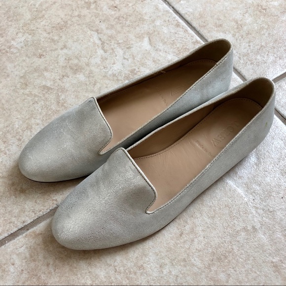 Silver Metallic Suede Loafers J.Crew - Picture 2 of 5